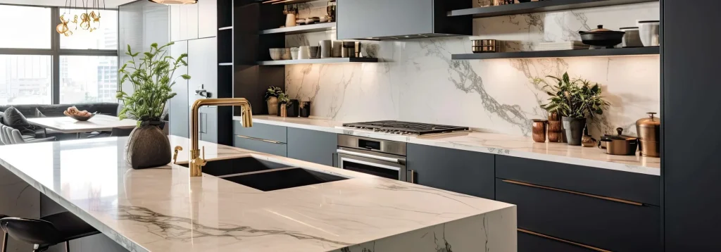 cocina moderna marmol blanco negro