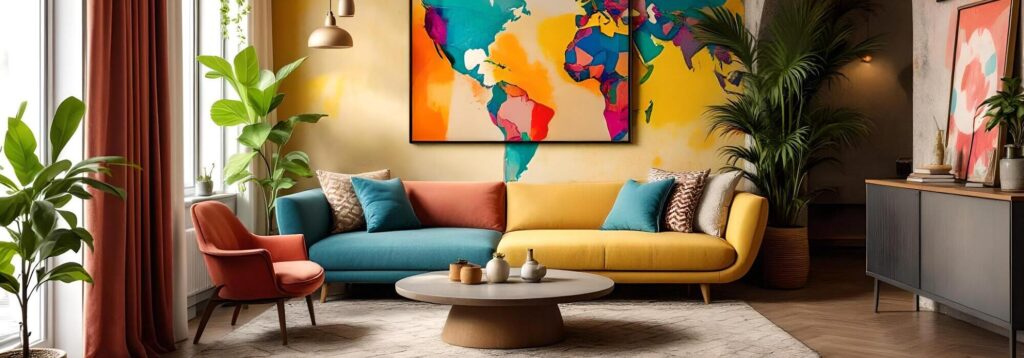 sala de estar moderna muchos colores