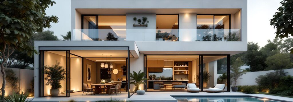 casa lujo contemporanea fachada minimalista jardin