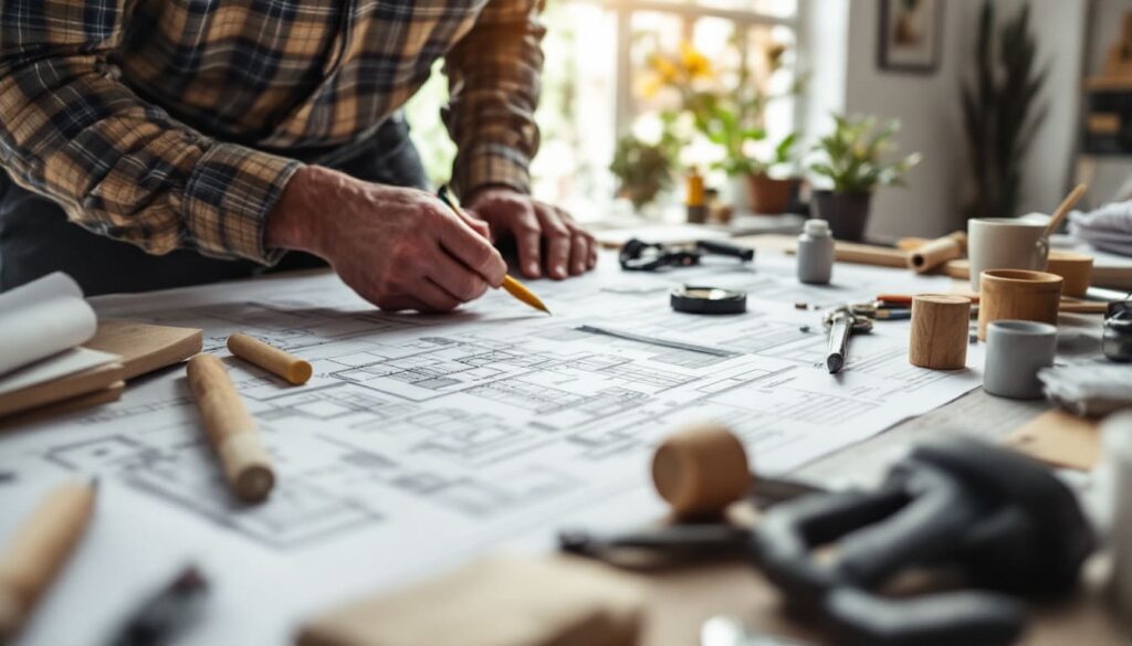 planos construccion proyecto arquitectura manos hombre