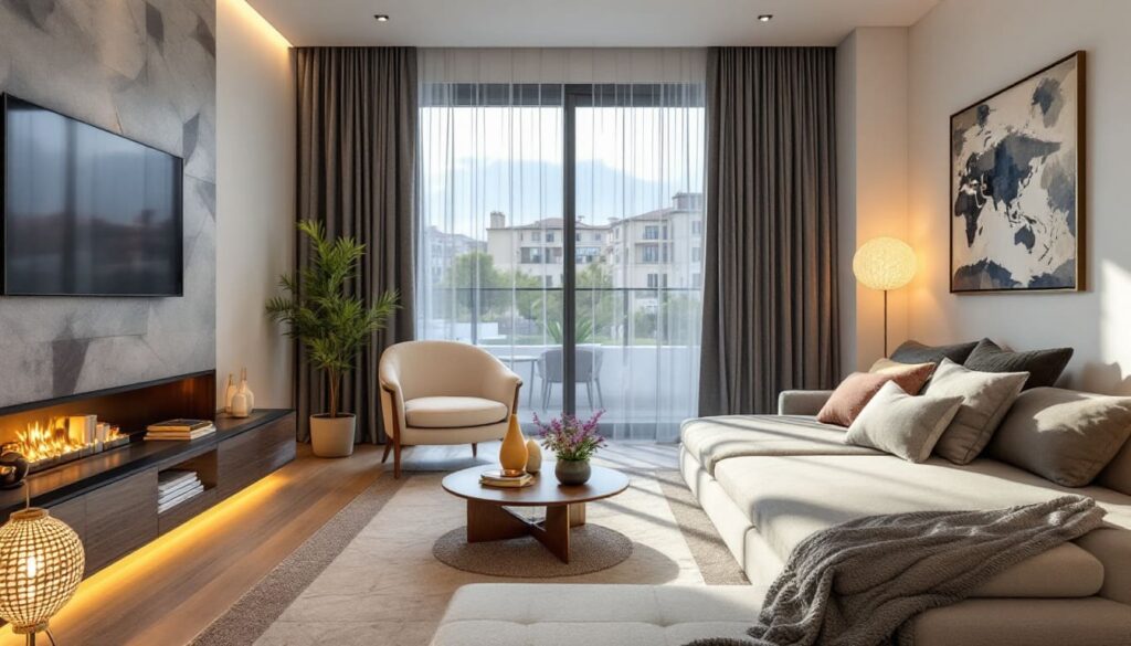 sala estar elegante decoracion acogedora ventanal