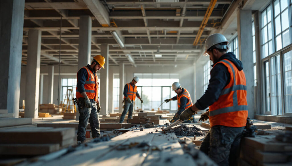 obreros trabajando en construcción