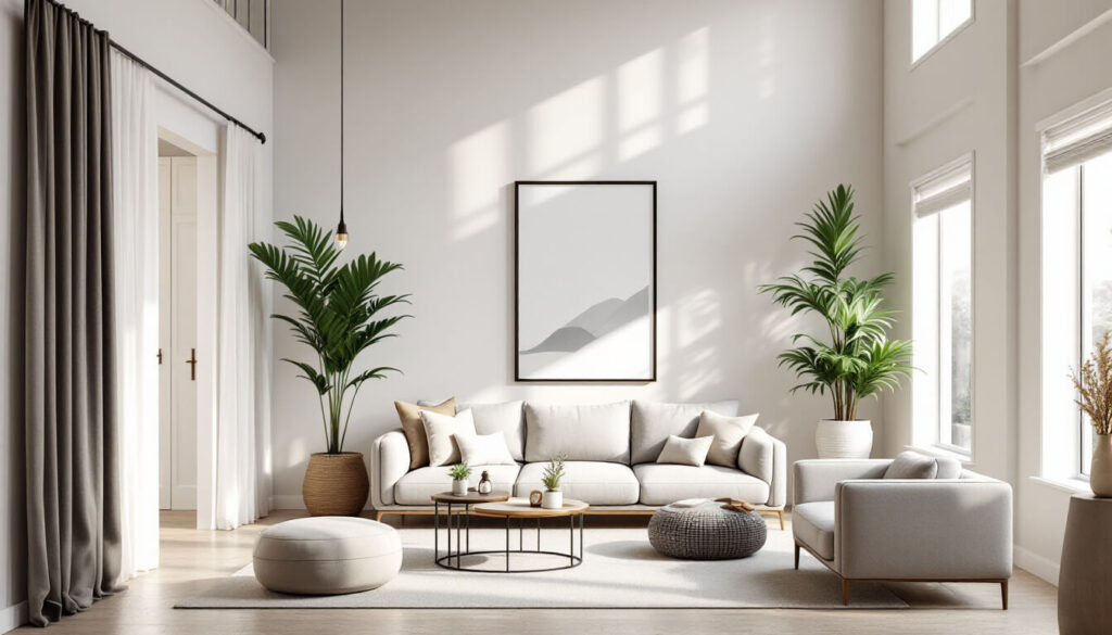 salón con tonos blancos