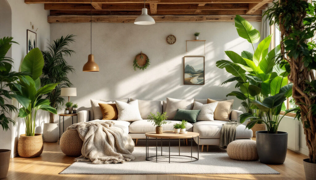 salón con toques de madera