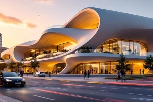 construccion futurista luz amanecer