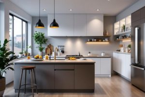 A photograph of a beautifully designed kitchen that showcases smart layout choices