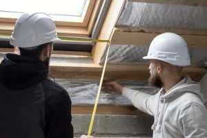 plano medio personas trabajando con cascos