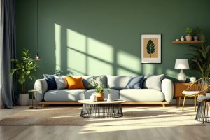 salón con tonalidades verdes