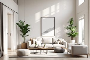 salón con tonos blancos