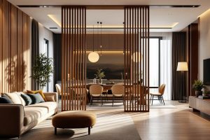 separar ambientes salon comedor cerramientos madera